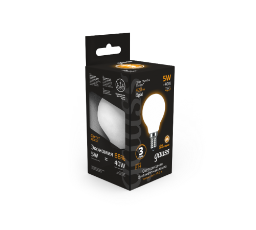 Лампа светодиодная Black LED Filament Шар OPAL E14 5W 420lm 2700K  105201105  Gauss