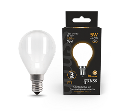 Лампа светодиодная Black LED Filament Шар OPAL E14 5W 420lm 2700K  105201105  Gauss