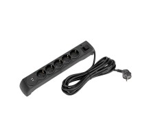 Фильтр сетевой 5 гнезд, 5м, 3х1,5мм, с автовыкл, 2 USB, черный  13-4703  Kranz