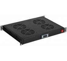 Модуль 19 вентиляторный 1U 4 вентилятора с цифровым термостатом черный  FM05-1U4TS  ITK