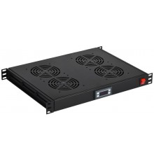 Модуль 19 вентиляторный 1U 4 вентилятора с цифровым термостатом черный  FM05-1U4TS  ITK