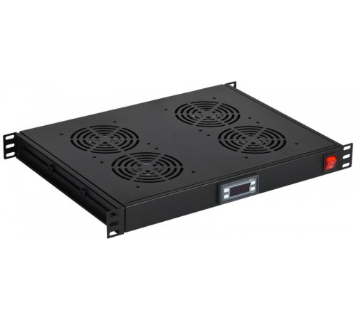 Модуль 19 вентиляторный 1U 4 вентилятора с цифровым термостатом черный  FM05-1U4TS  ITK
