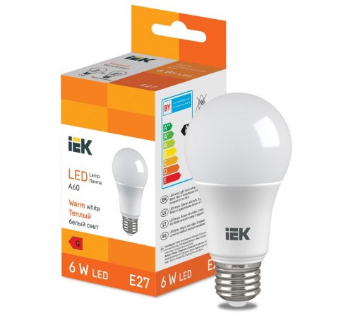 Лампа светодиодная Bulb A60 510lm 3000K E27  LL-I-A60-6-230-30-E27  IEK