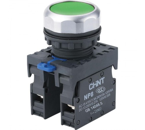 Кнопка управления NP8-11BN/3 без подсветки, зелёная 1НО+1НЗ IP65 (R)  667113  CHINT