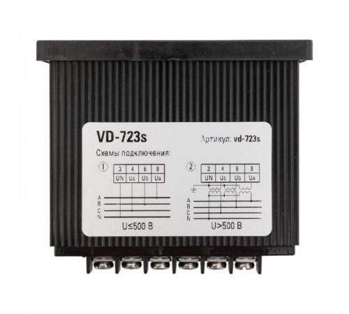 Вольтметр VD-723s цифровой на панель 72x72 (квадратный вырез) трехфазный в коротком корпусе PROxima  VD-723s  EKF