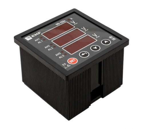 Вольтметр VD-723s цифровой на панель 72x72 (квадратный вырез) трехфазный в коротком корпусе PROxima  VD-723s  EKF