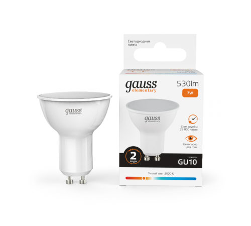 Лампа светодиодная LED Elementary MR16 GU10 7W 530lm 3000К  13617  Gauss