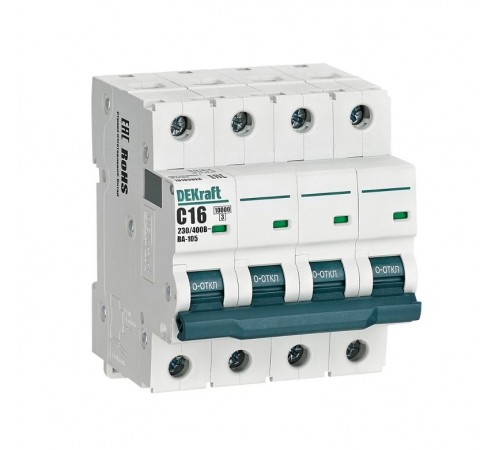 Выключатель автоматический четырехполюсный ВА-105 16А C 10кА  13189DEK  DEKraft
