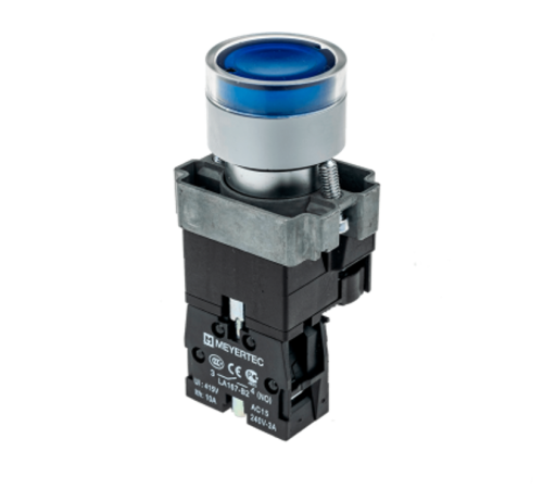 Кнопка с LED подсветкой, синяя, 24V AC/DC, 1NO, мет. MTB2-BW3661  58205  ОВЕН