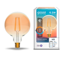 Лампа светодиодная филаментная Smart Home DIM+CCT E27 G95 Golden 6,5 Вт 2000-5500 К 1/40  1340112  Gauss