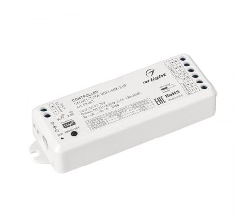 Контроллер SMART-TUYA-WIFI-MIX-SUF (12-36V, 2x5A, 2.4G) (Arlight, IP20 Пластик, 5 лет)  034501  Arlight