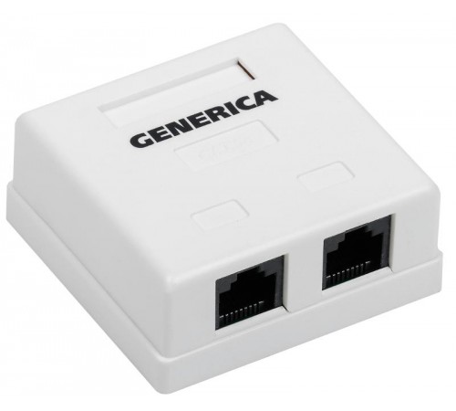 Розетка инф. настенная RJ45 кат. 5Е UTP 2 порта  CS2-1C5EU-22-G  GENERICA