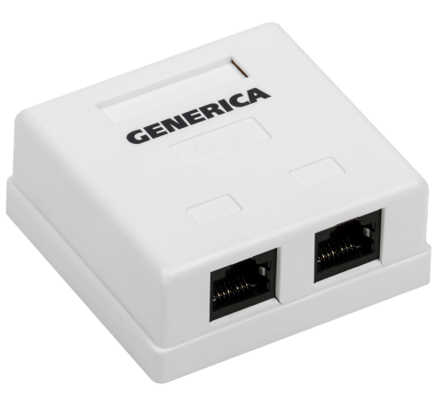 Розетка инф. настенная RJ45 кат. 5Е FTP 2 порта  CS2-1C5EF-22-G  GENERICA
