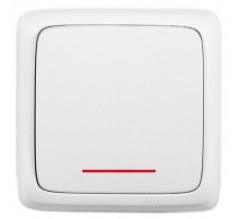 Выключатель открытой установки, одноклавишный, с индикацией, с изолирующей пластиной, цвет белый  ВА16-114  HEGEL