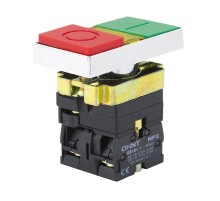 Двойная кнопка NP2-BW8465 белый корпус, 1НО+1НЗ, AC/DC230В (LED), IP40 (R)  574789  CHINT