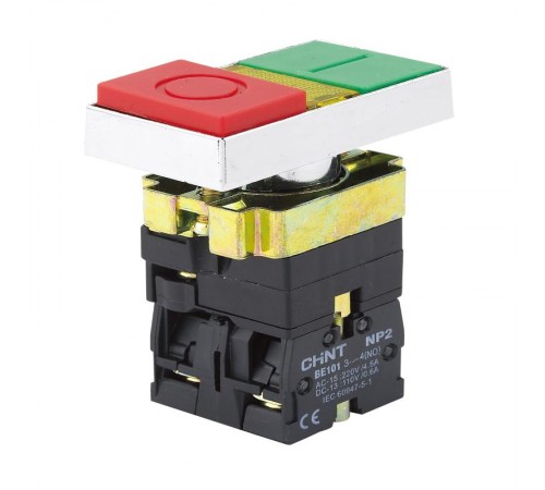 Двойная кнопка NP2-BW8465 белый корпус, 1НО+1НЗ, AC/DC230В (LED), IP40 (R)  574789  CHINT