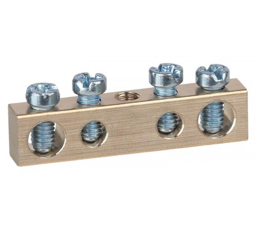 Шина  NO-122-12 PEN земля-ноль 6х9мм 4/1 латунная с креплениями по центру   Б0047226  ЭРА