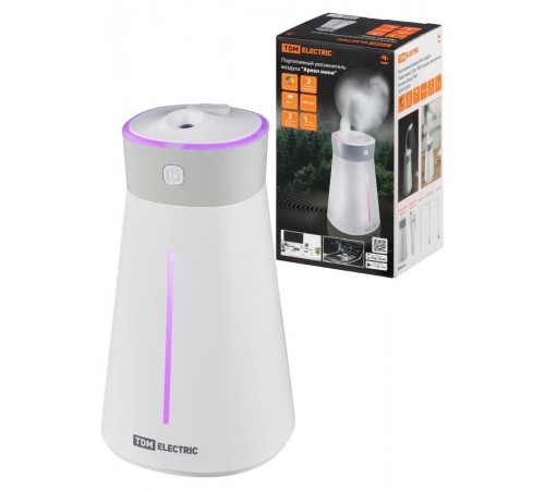 Портативный увлажнитель воздуха "Ареал мини", 0,38 л, RGB, насадки: вентилятор, ночник, белый,  SQ4013-0001  TDM