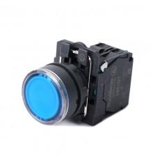 Кнопка SB5 с подсвет в сборе модуль 22мм синяя пластик 230-240ВAC 1НО  SB5AW36M1  SE