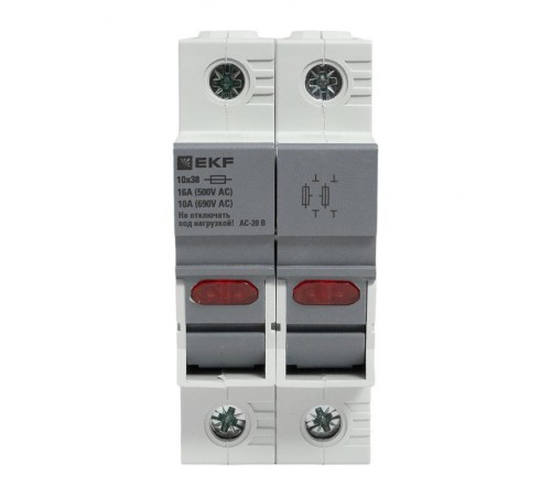 Предохранитель-разъединитель DF 10х38 2Р (тип ПВЦ)   df102-e  EKF