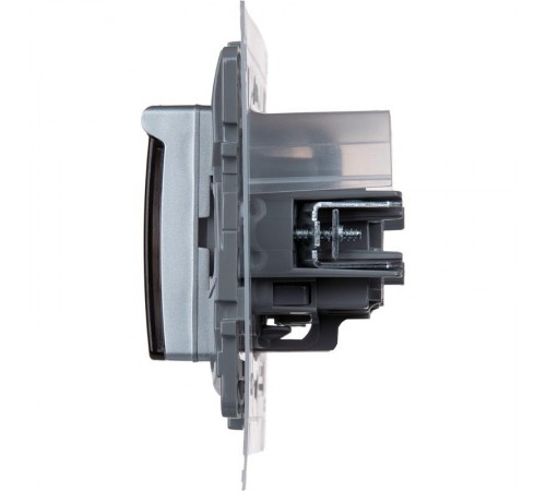 Розетка с заземлением IP44 - Legrand Etika - со шторками с защитной крышкой 16А 250В безвинтовые зажимы - алюминий  672426  Legrand