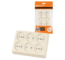 Розетка шестиместная 2П открытой установки IP20 10А с защитными шторками сл. кость "Ладога"  SQ1801-0245  TDM