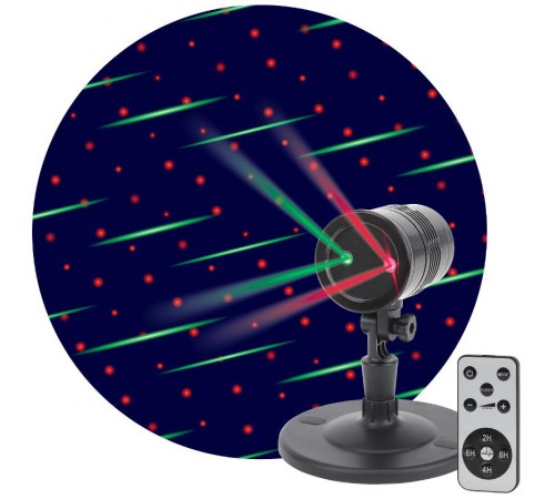 Проектор Laser Метеоритный дождь мультирежим 2 цвета,  ENIOP-01 , 220V, IP44 (16/288)  Б0041642  ЭРА