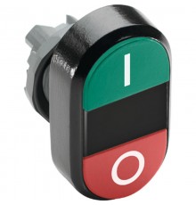 Кнопка двойная MPD2-11B (зеленая/красная) непрозрачная черная ли нза с текстом (I/O)  1SFA611131R1106  ABB