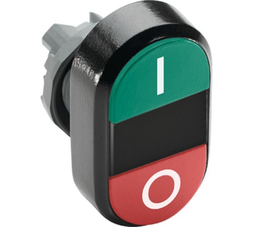 Кнопка двойная MPD2-11B (зеленая/красная) непрозрачная черная ли нза с текстом (I/O)  1SFA611131R1106  ABB