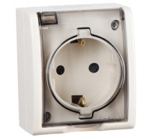 Розетка IP54 с крышкой и заземлением Schuko 2Р+Е 16A 250В цвета слоновая кость S15 Aqua  1594445-031  Simon