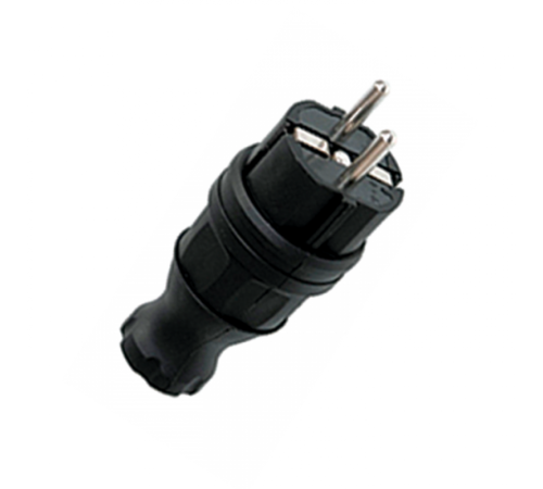 Вилка прямая каучуковая 230В, 2P+PE, 16A, IP44 Basic  RPS-011-16-230-44  EKF