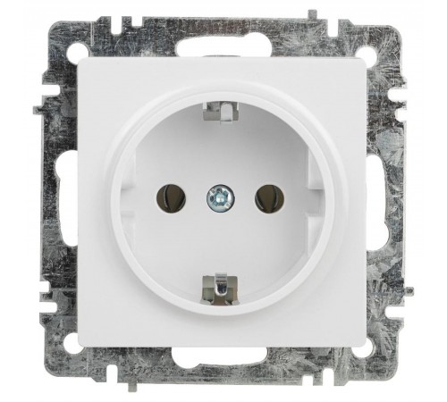 Розетка Intro Accent 6-202-01 2P+E Schuko, 16А-250В, IP20, СУ, AL/CU, белый   Б0063678  Intro