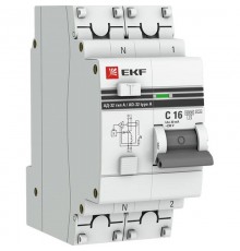 Выключатель автоматический дифференциальный АД-32 1P+N 16А/30мА (характеристика C, A, электронный, защита 270В) 6кА PROxima DA32-6-16-30-a-pro  EKF 
