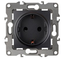Розетка 12-2001-05 с заземлением, 16АХ-250В, без м.лапок,  антрацит  Б0014685  ЭРА