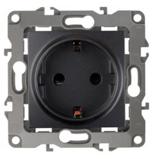 Розетка 12-2001-05 с заземлением, 16АХ-250В, без м.лапок,  антрацит  Б0014685  ЭРА