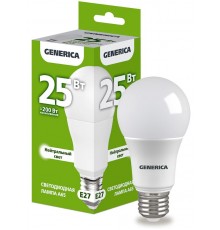 Лампа светодиодная A65 груша 25Вт 230В 4000К E27   LL-A65-25-230-40-E27-G  GENERICA