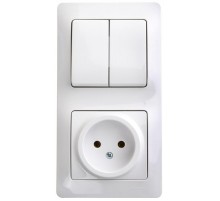Glossa Белый Блок: Розетка и 2-кл. Выключатель  GSL000172  SE