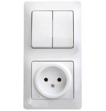 Glossa Белый Блок: Розетка и 2-кл. Выключатель  GSL000172  SE