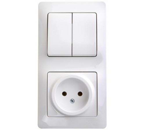 Glossa Белый Блок: Розетка и 2-кл. Выключатель  GSL000172  SE