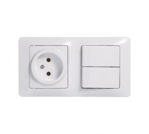 Glossa Белый Блок: Розетка и 2-кл. Выключатель  GSL000172  SE