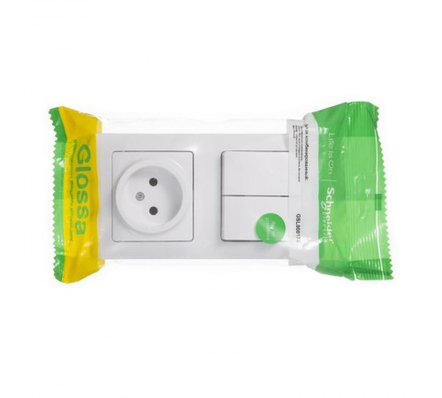 Glossa Белый Блок: Розетка и 2-кл. Выключатель  GSL000172  SE