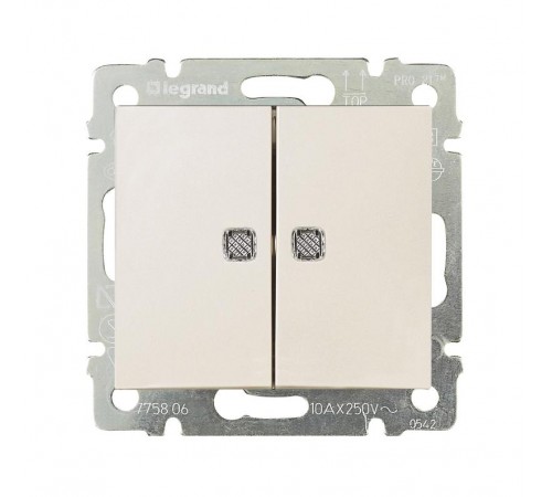 Valena Сл. кость Выключатель 2-х клавишный с индикацией на каждую клавишу  774113  Legrand