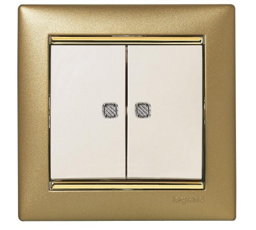 Valena Сл. кость Выключатель 2-х клавишный с индикацией на каждую клавишу  774113  Legrand