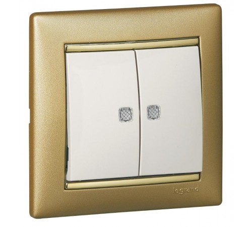Valena Сл. кость Выключатель 2-х клавишный с индикацией на каждую клавишу  774113  Legrand