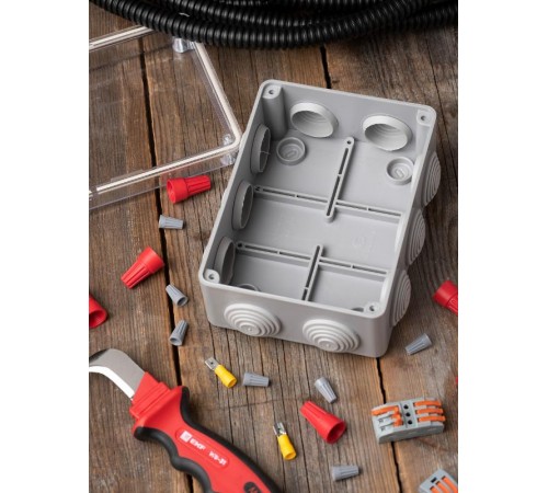 Коробка распределительная КМР-050-041пк пылевлагозащищенная,10 мембранных вводов, уплотнительный шнур, прозрачная крышкой (150х110х70) EKF PROxima  p