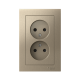 AtlasDesign Шампань Розетка без заземления двойная, со шторками,16А, (в сборе с рамкой)  ATN000522  SE