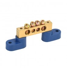 Шина "N" нулевая 8х12 мм на двух угловых синих изоляторах 4 группы  11-2331  REXANT