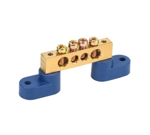 Шина "N" нулевая 8х12 мм на двух угловых синих изоляторах 4 группы  11-2331  REXANT