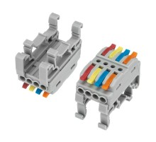 Клемма СМК 222-424D проходная 4-полюсная, с креплением на DIN-рейку (0,08-4 мм), серая (4 шт./уп.)  07-5237-04  REXANT