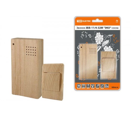 Звонок ЗББ-11/4-32М "ЭКО" сосна (беспр., бат.)  SQ1901-0022  TDM